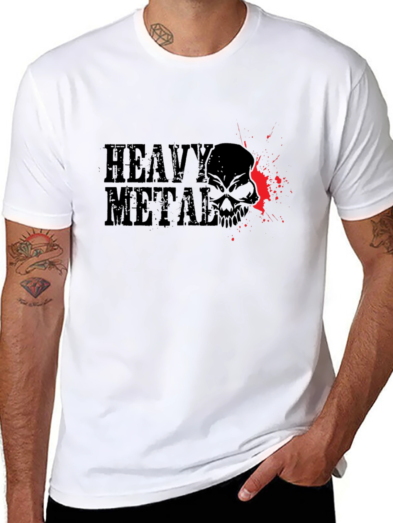 Heavy Metal Skull Graphic T-Shirt