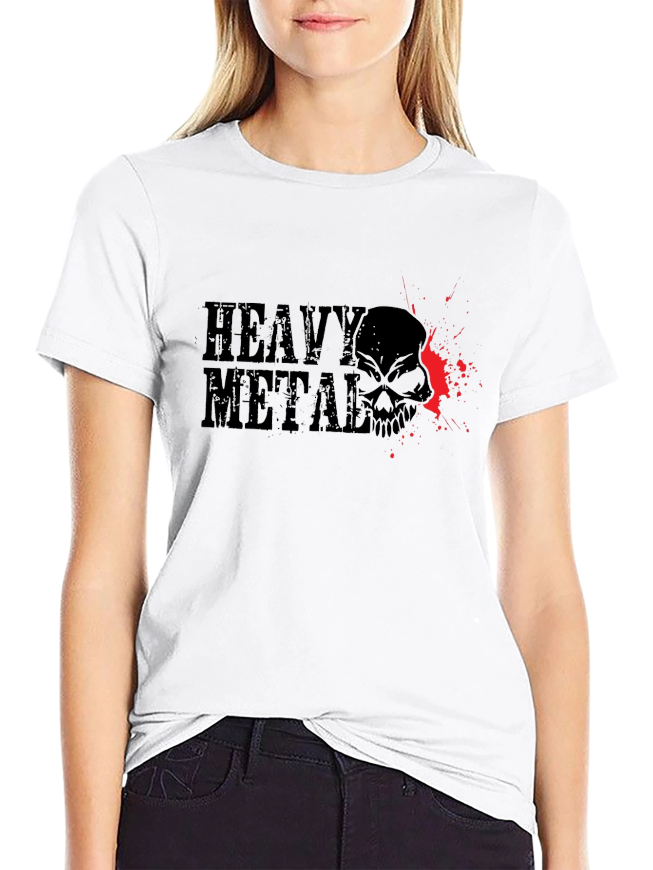 Heavy Metal Skull Graphic T-Shirt