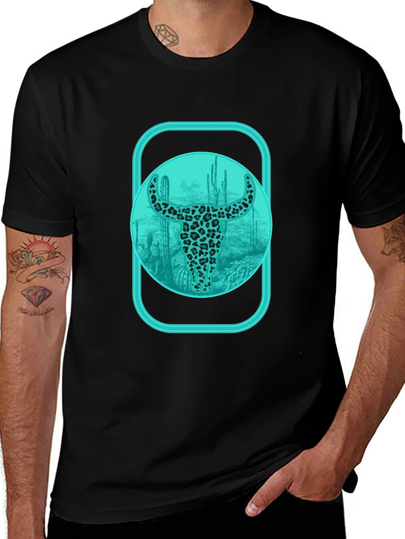 Trendy Bull Skull Graphic Tee - Western Style
