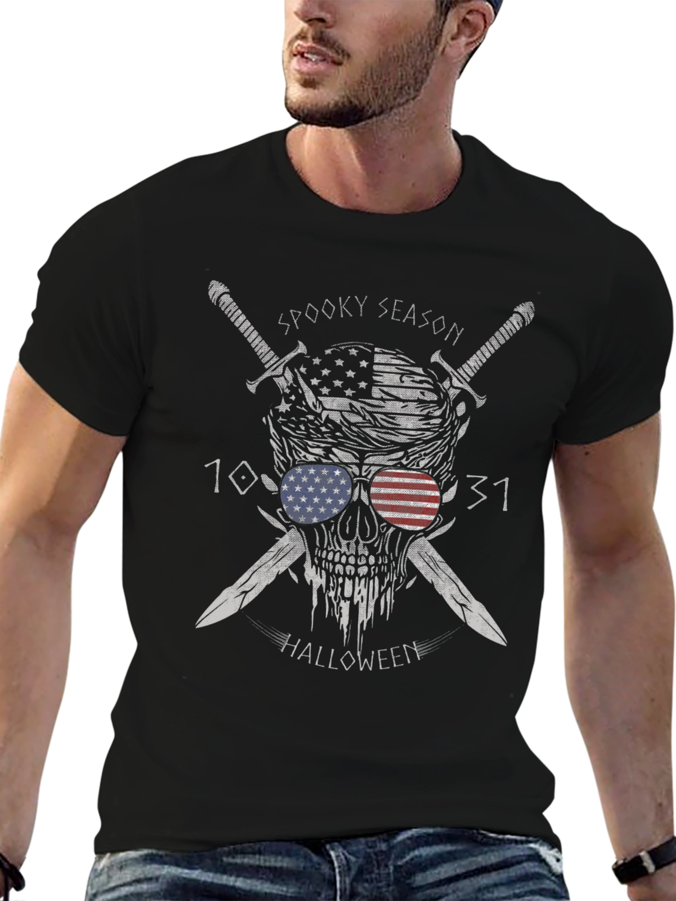 Spooky Season Halloween Skull Graphic Tee