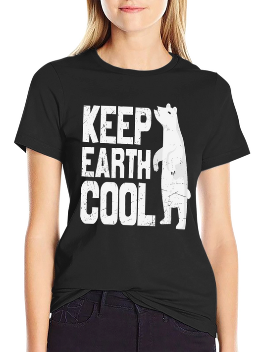 Keep Earth Cool Black Graphic Tee - Polar Bear