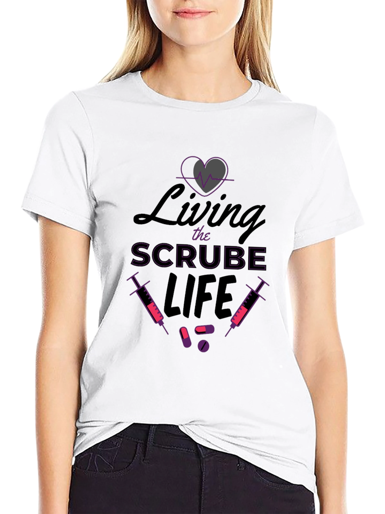 Living The Scrub Life Black Graphic T-Shirt