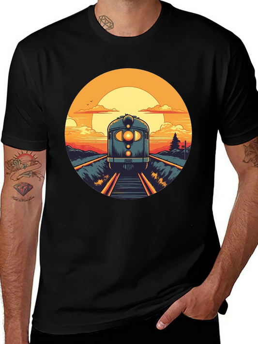 Vintage Train Graphic T-Shirt