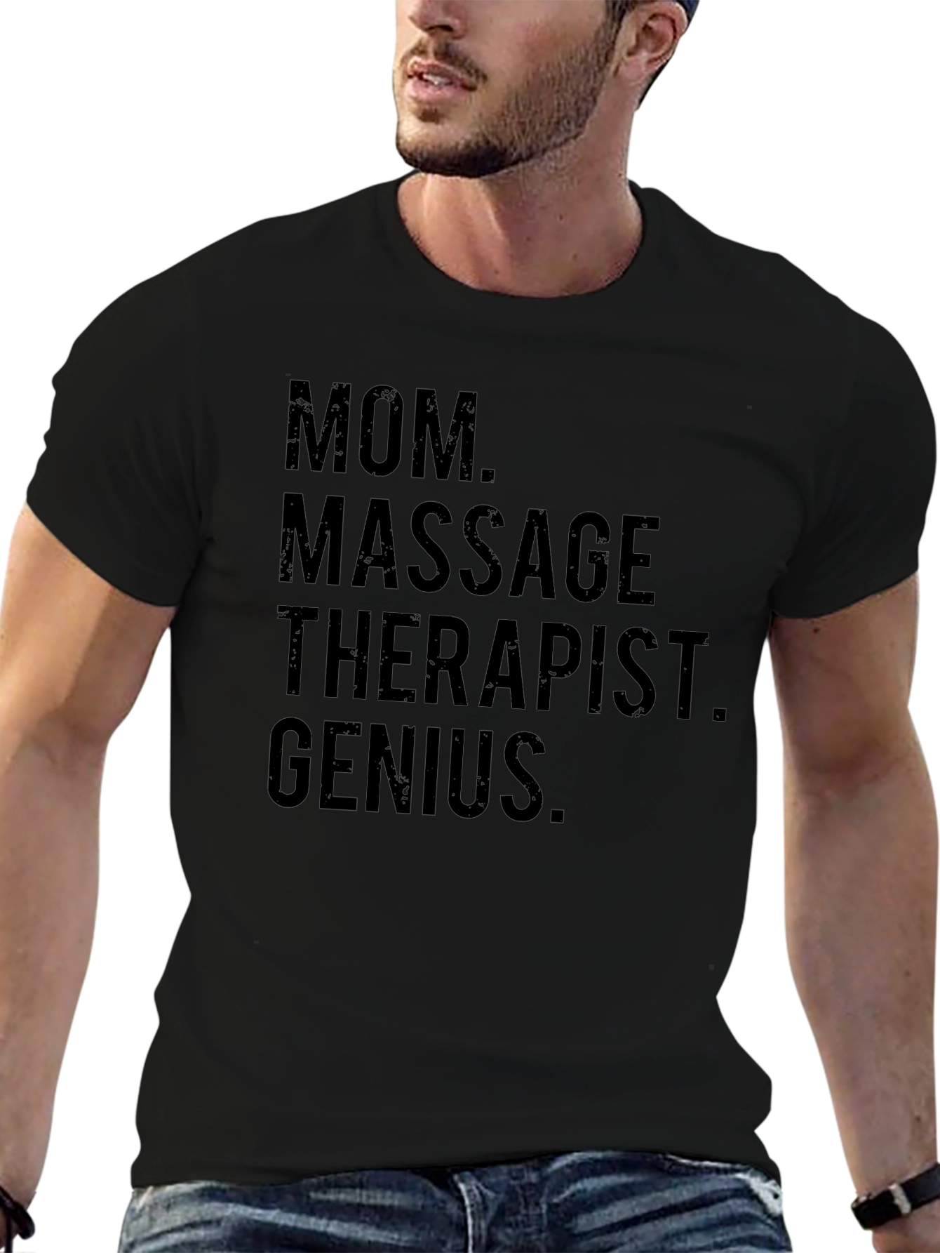 Mom Massage Therapist Genius Black T-Shirt