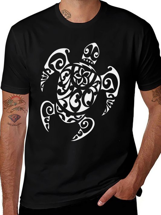 Tribal Sea Turtle Graphic Tee - Black