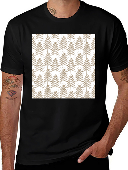 Patterned Tree Print Black T-Shirt