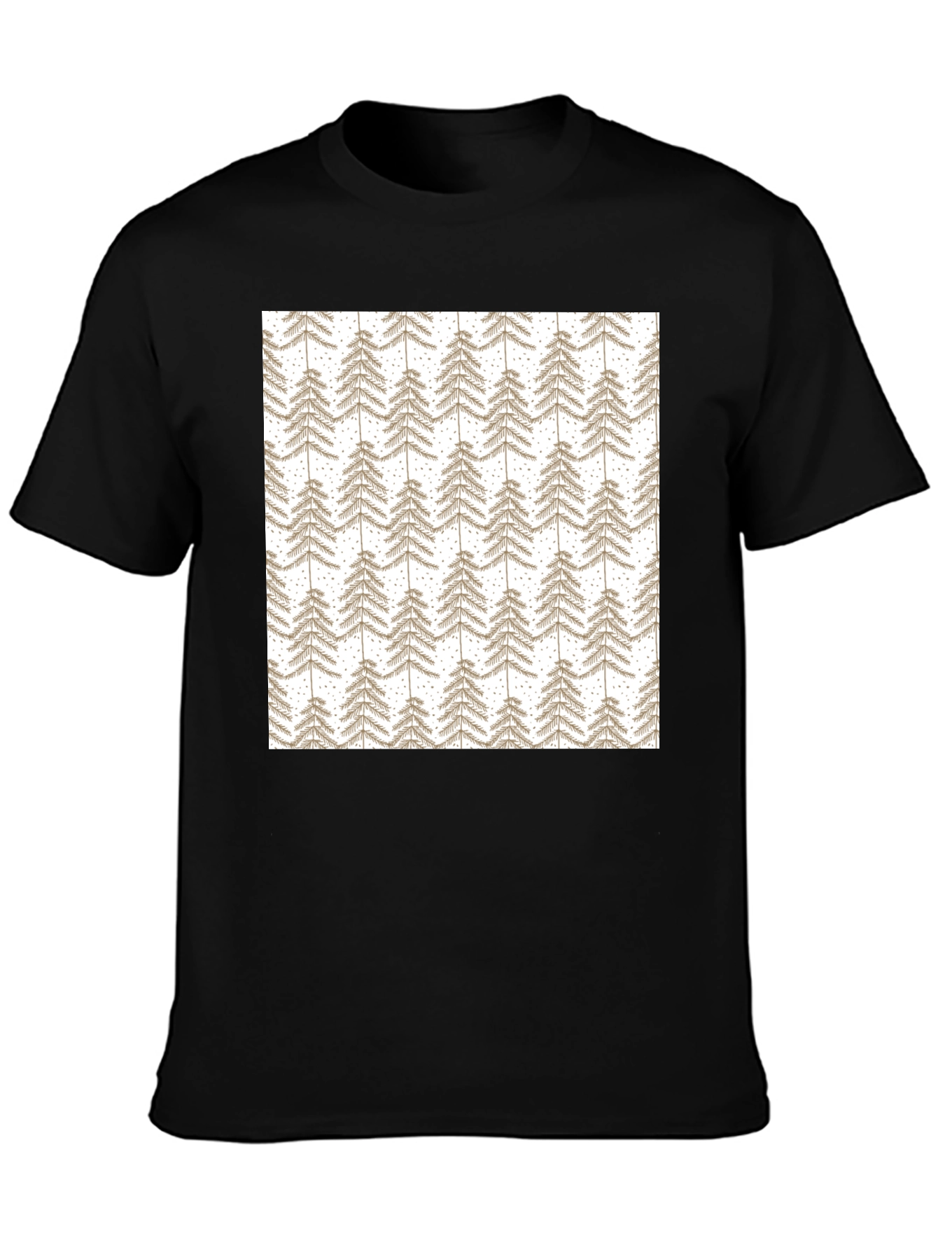 Patterned Tree Print Black T-Shirt