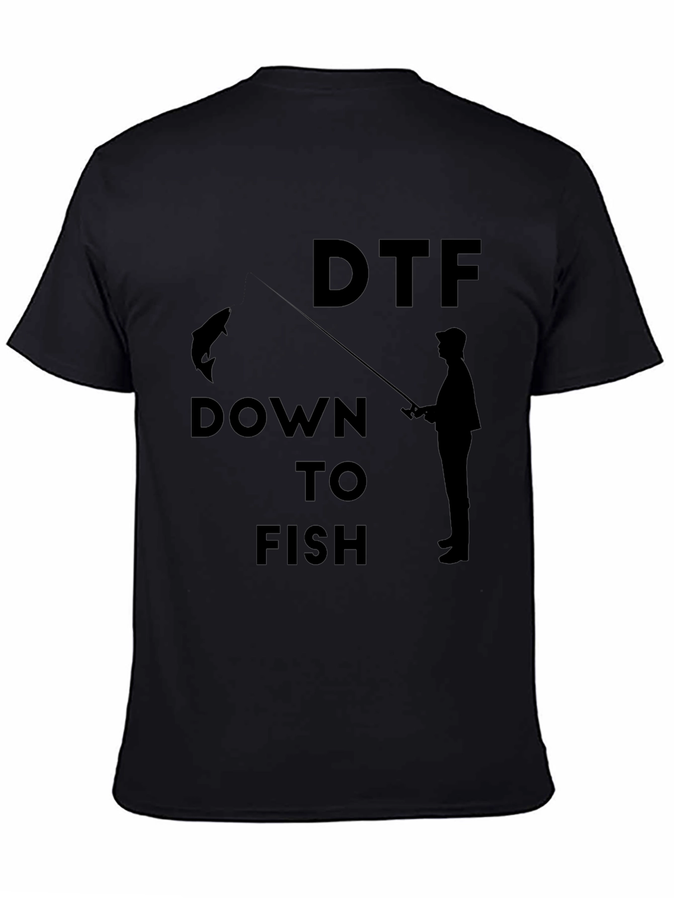 DTF Down to Fish Graphic Black T-Shirt