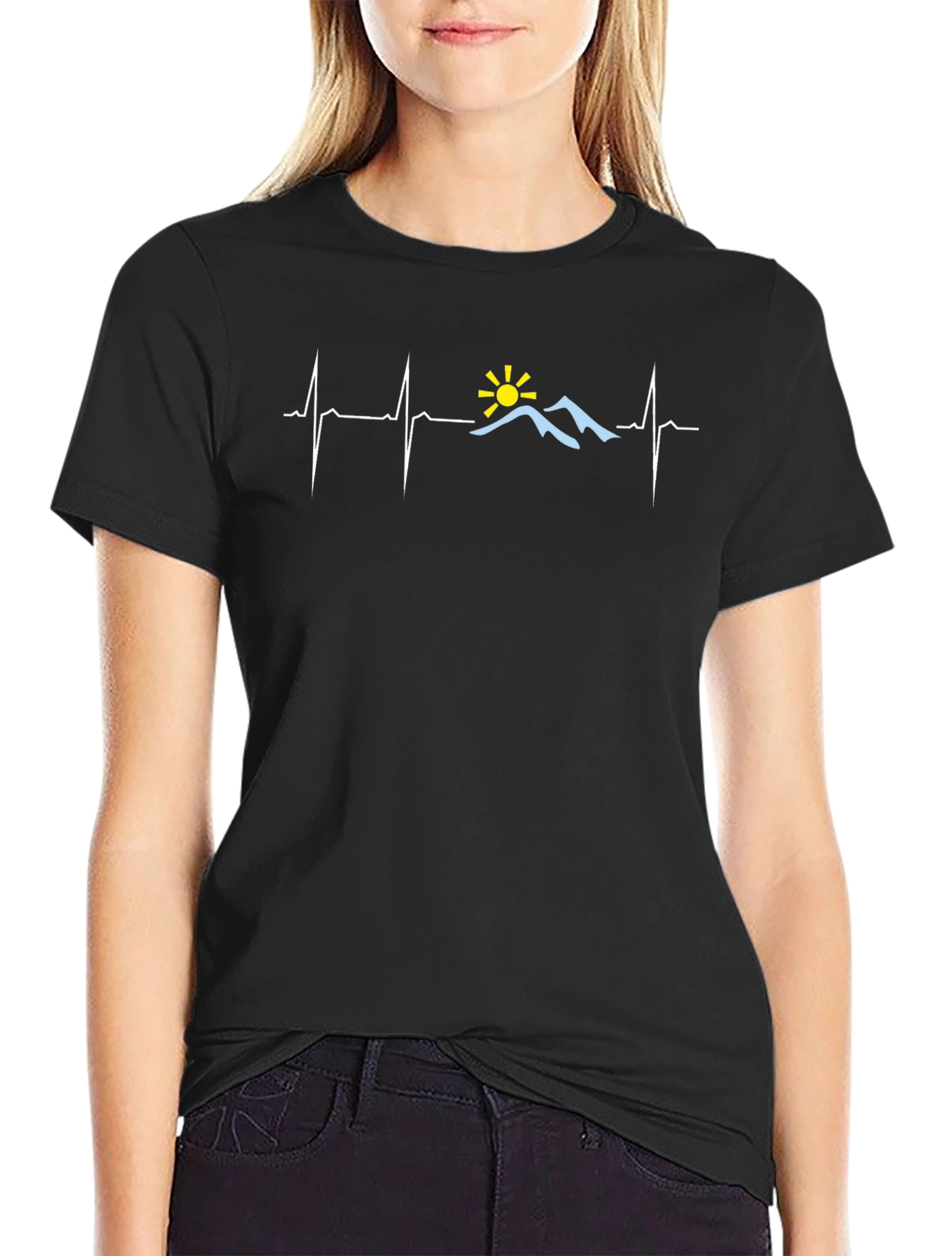 Mountain Heartbeat Graphic Tee - Black