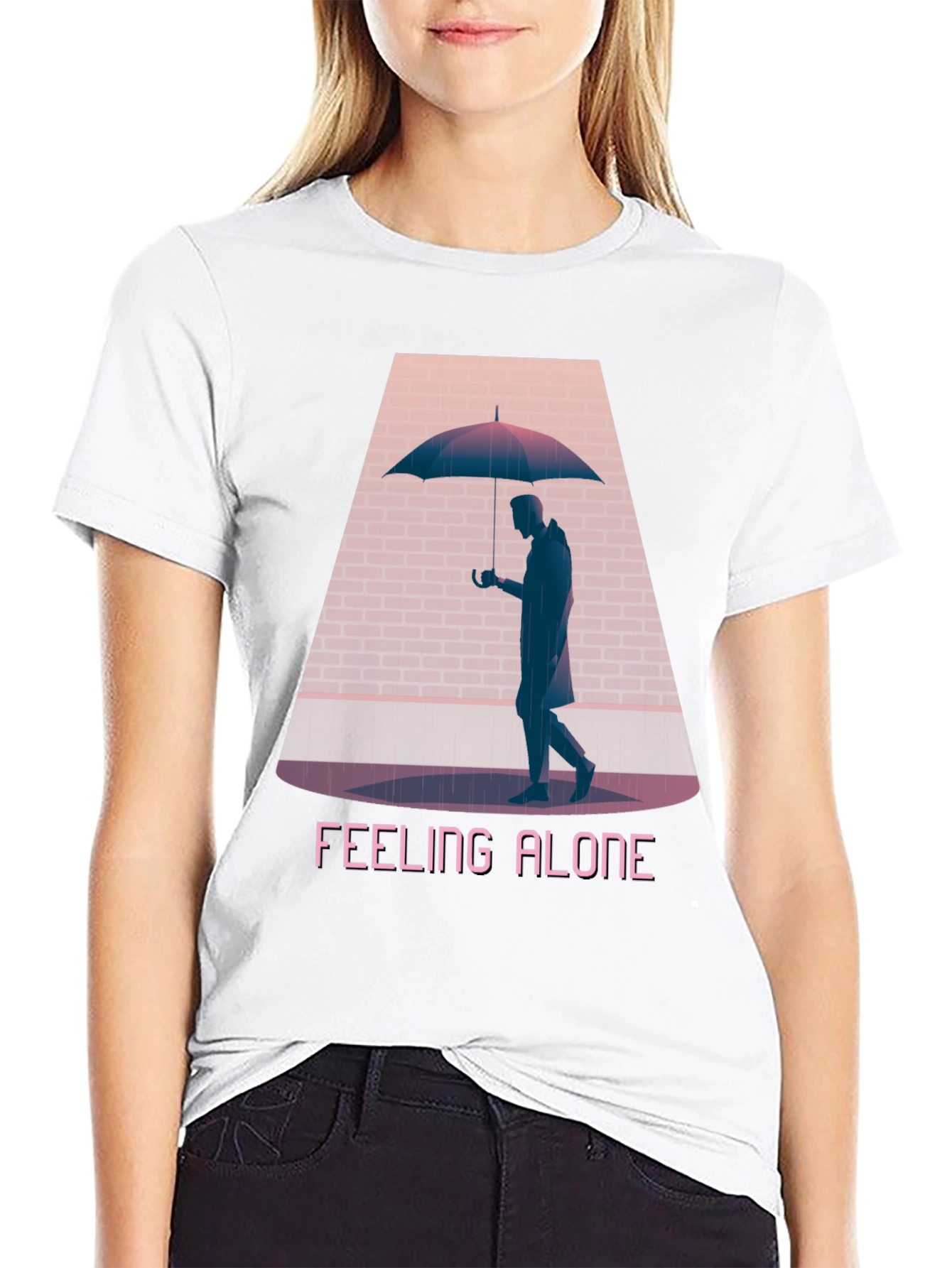 Feeling Alone Graphic Tee - Black Cotton T-Shirt
