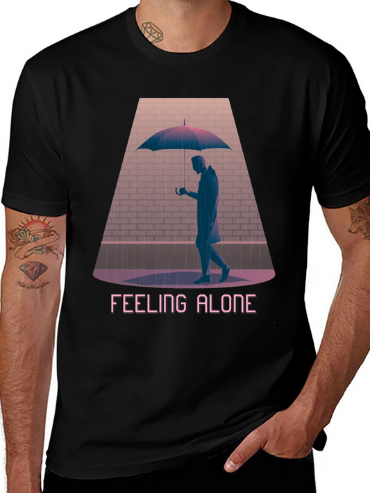 Feeling Alone Graphic Tee - Black Cotton T-Shirt
