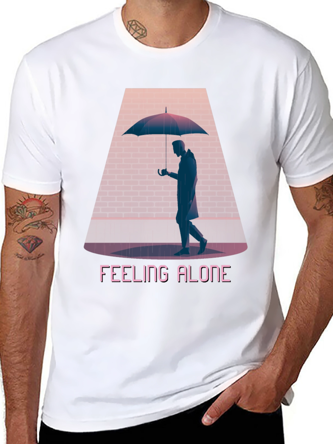 Feeling Alone Graphic Tee - Black Cotton T-Shirt
