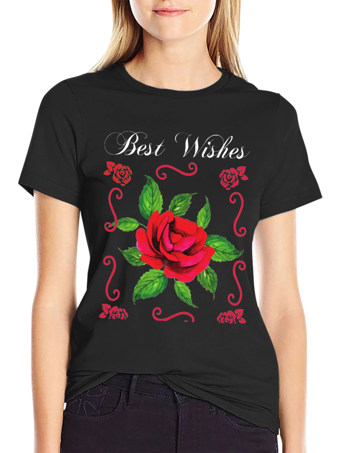 Best Wishes Rose T-Shirt - Elegant Floral Design