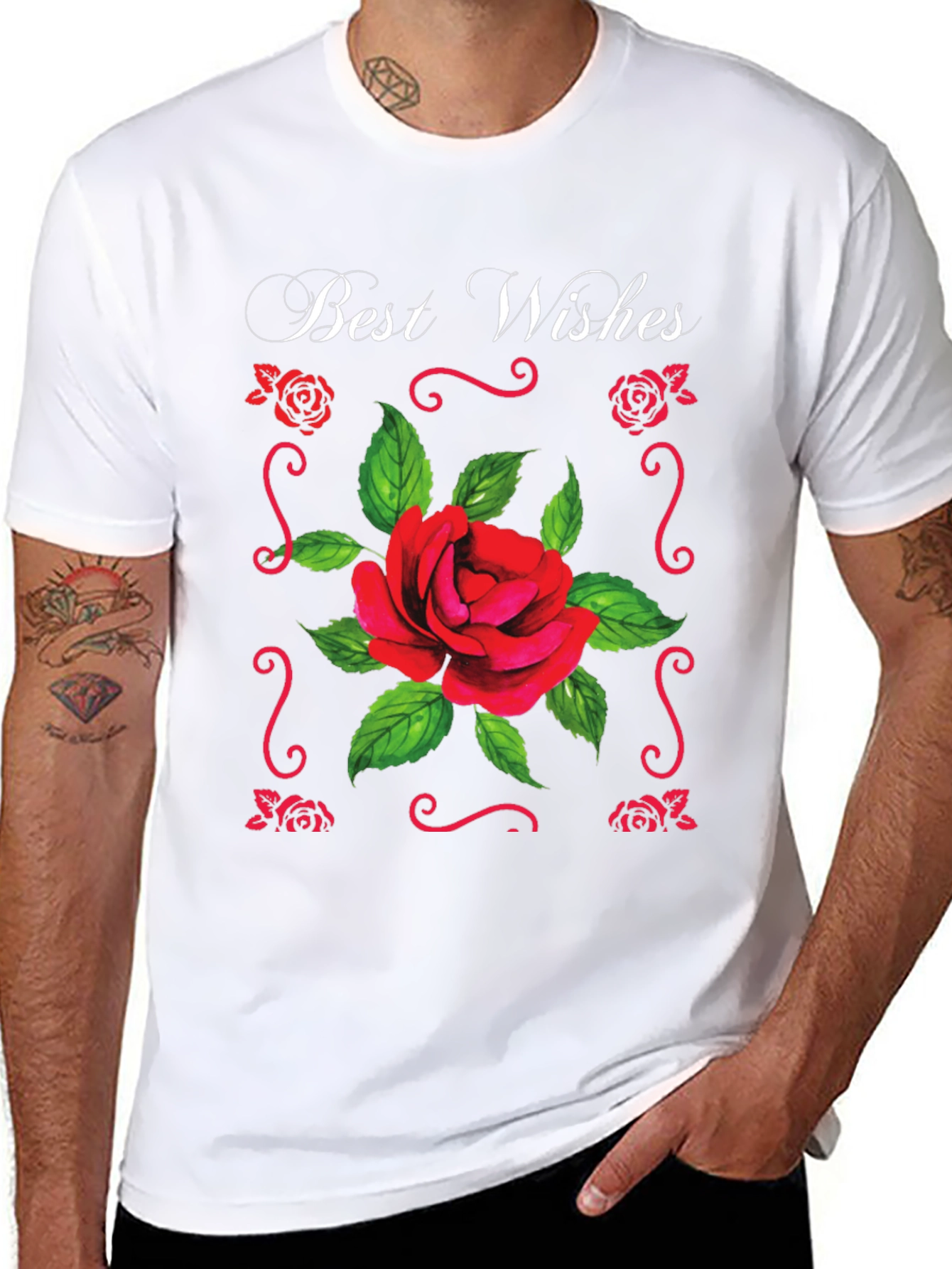 Best Wishes Rose T-Shirt - Elegant Floral Design