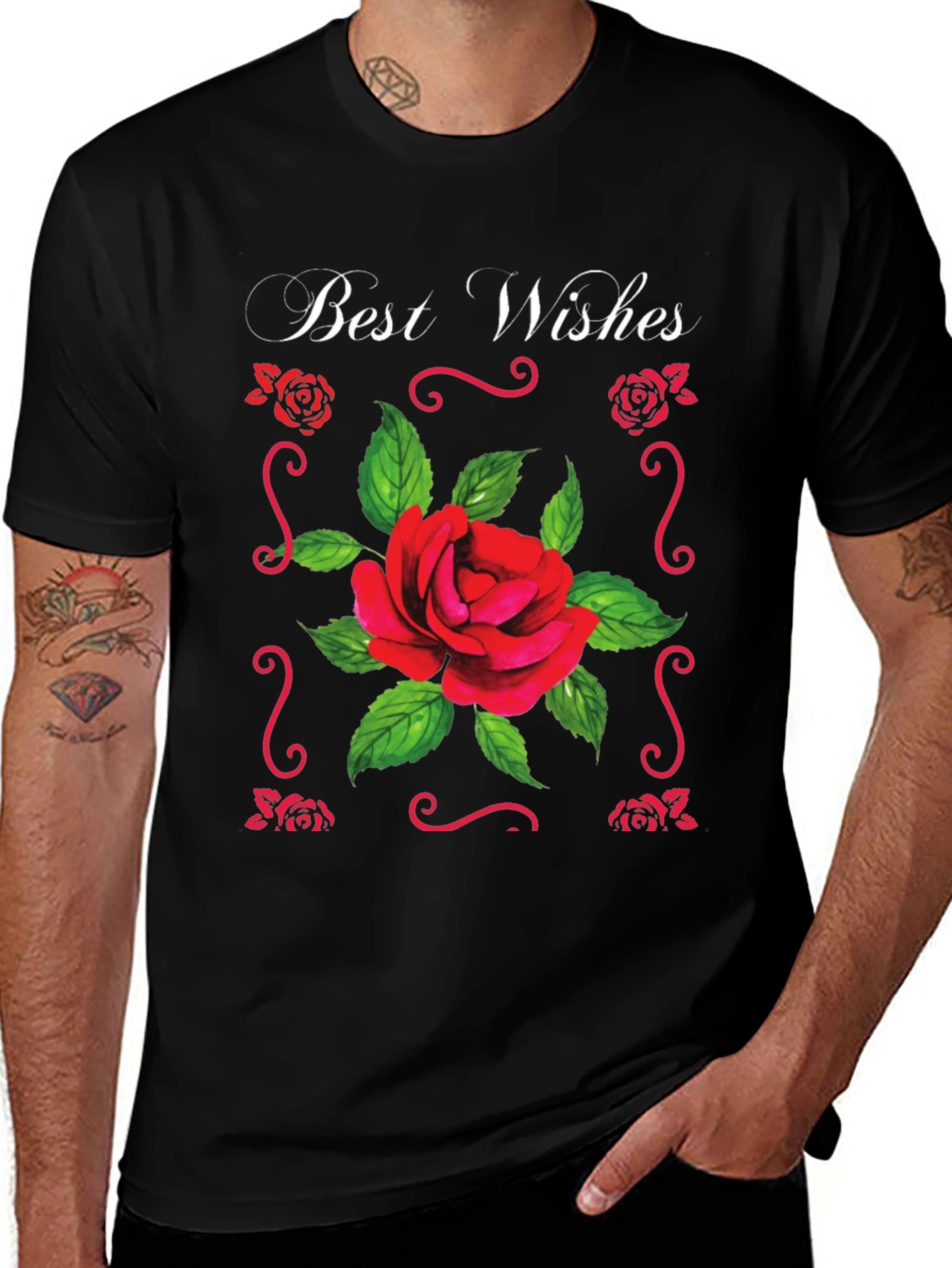 Best Wishes Rose T-Shirt - Elegant Floral Design