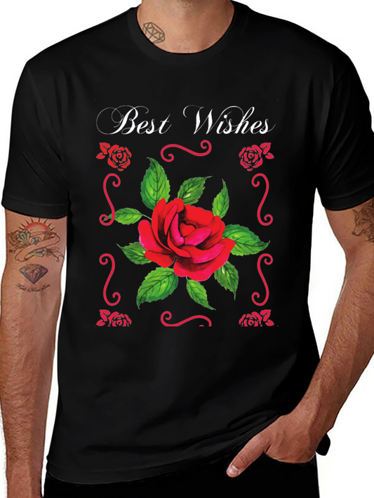 Best Wishes Rose T-Shirt - Elegant Floral Design
