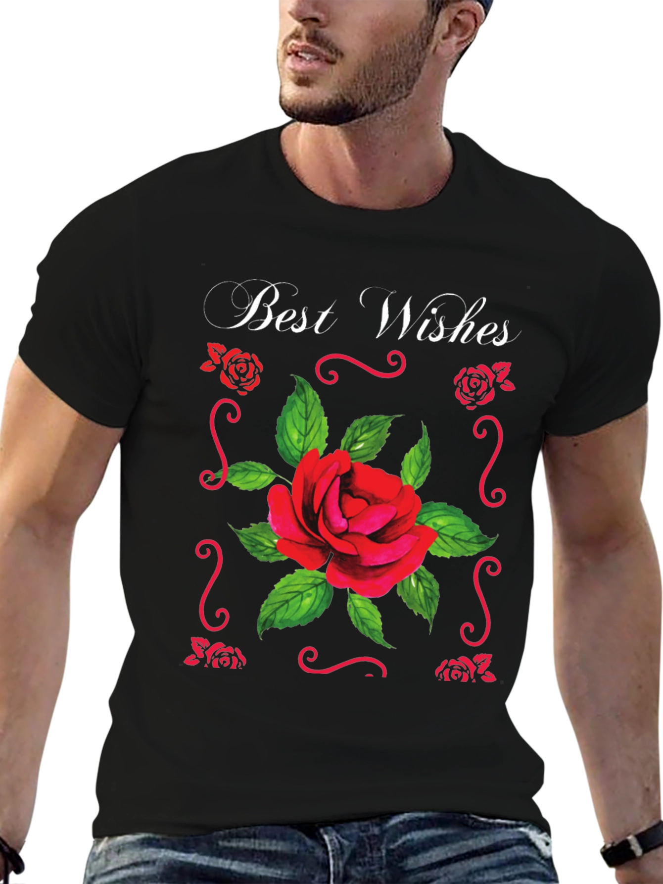 Best Wishes Rose T-Shirt - Elegant Floral Design