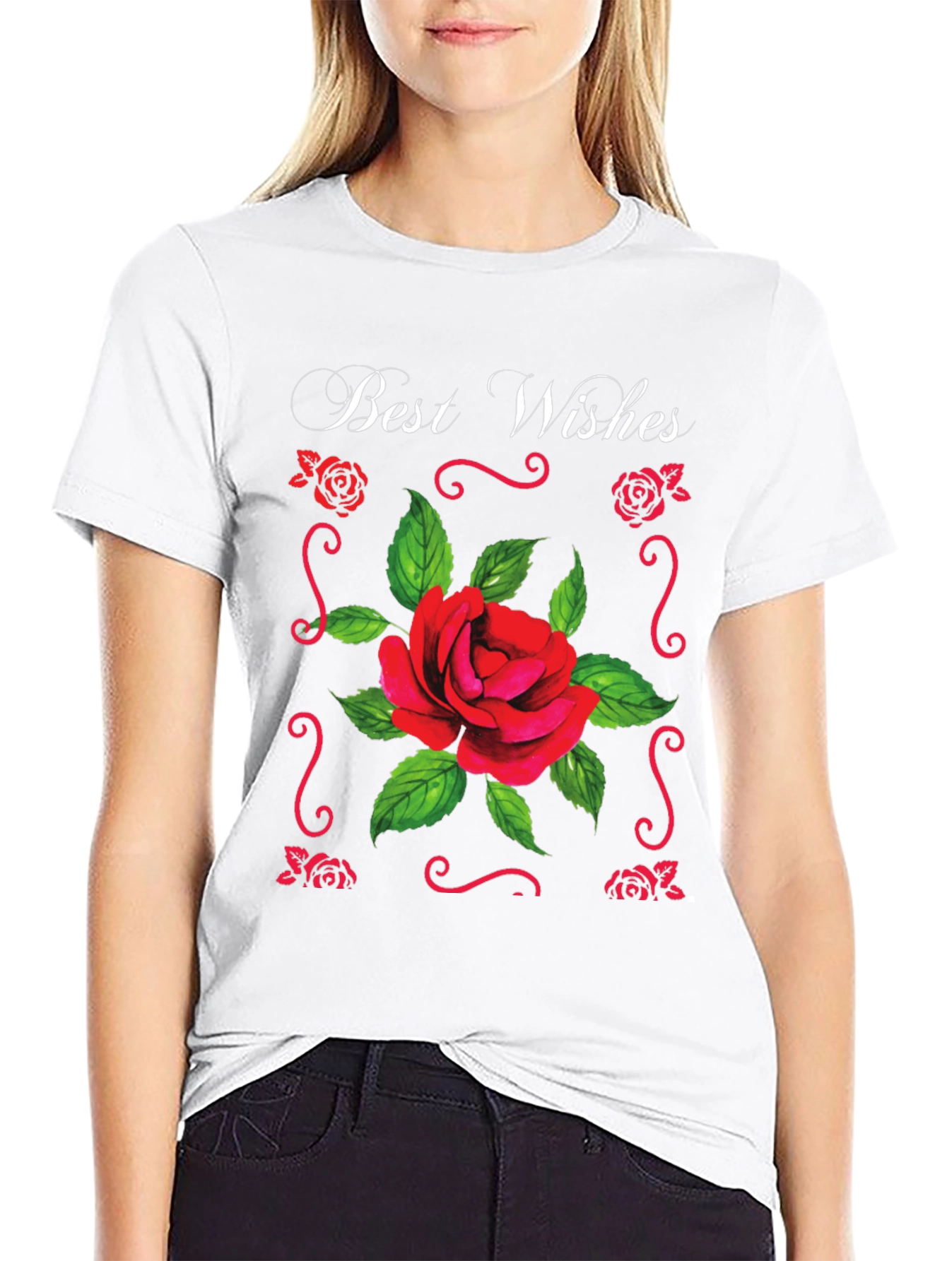 Best Wishes Rose T-Shirt - Elegant Floral Design