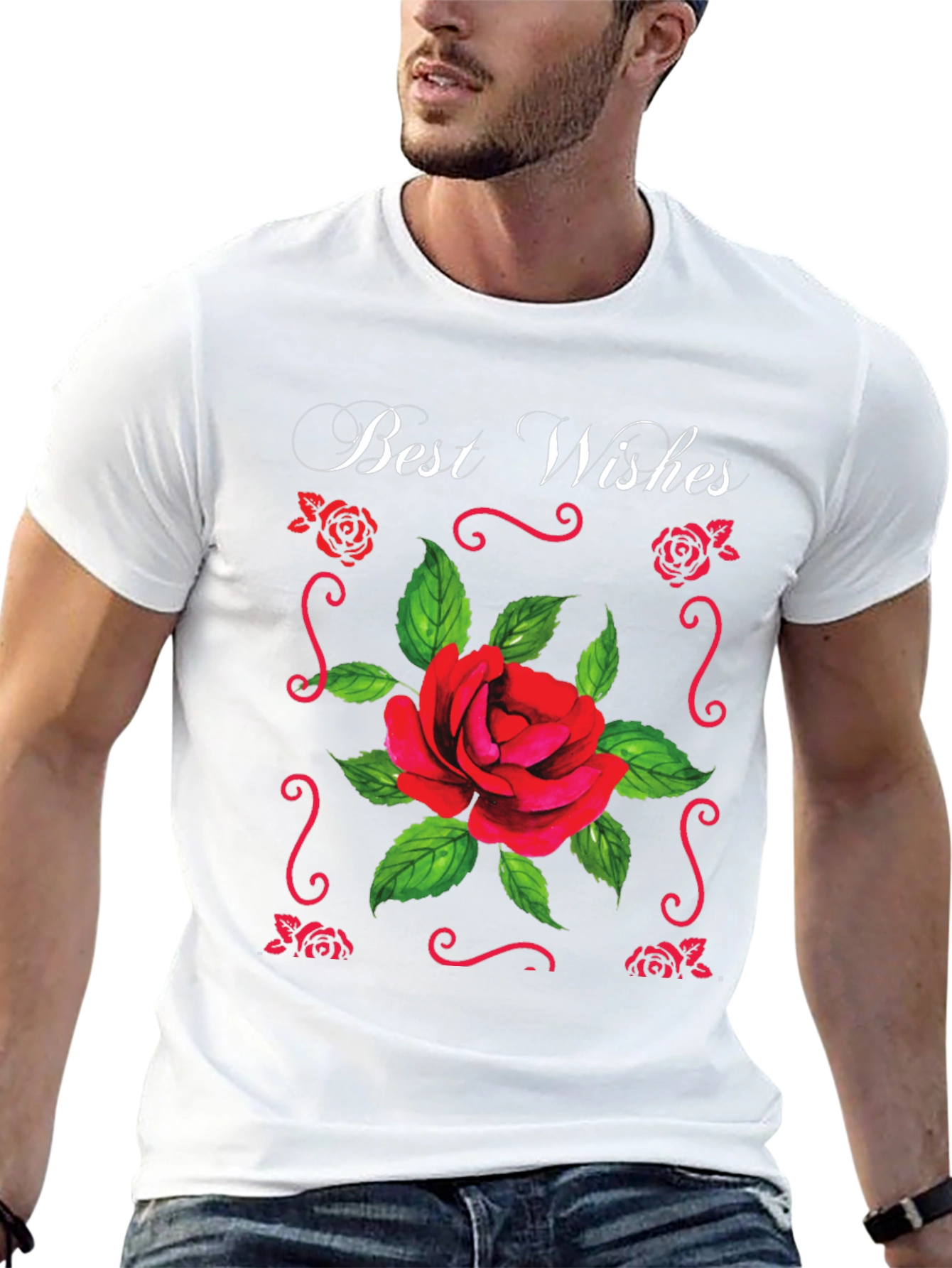 Best Wishes Rose T-Shirt - Elegant Floral Design
