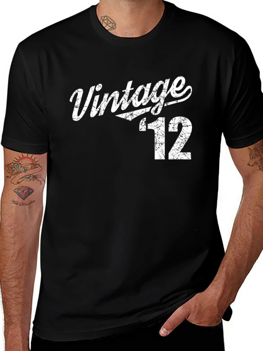 Vintage 12 Graphic Tee - Retro Style Black T-Shirt