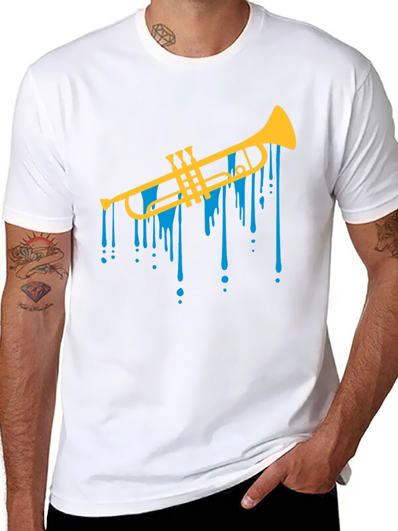 Trumpet Drip Graphic Tee - Cool Musical T-Shirt