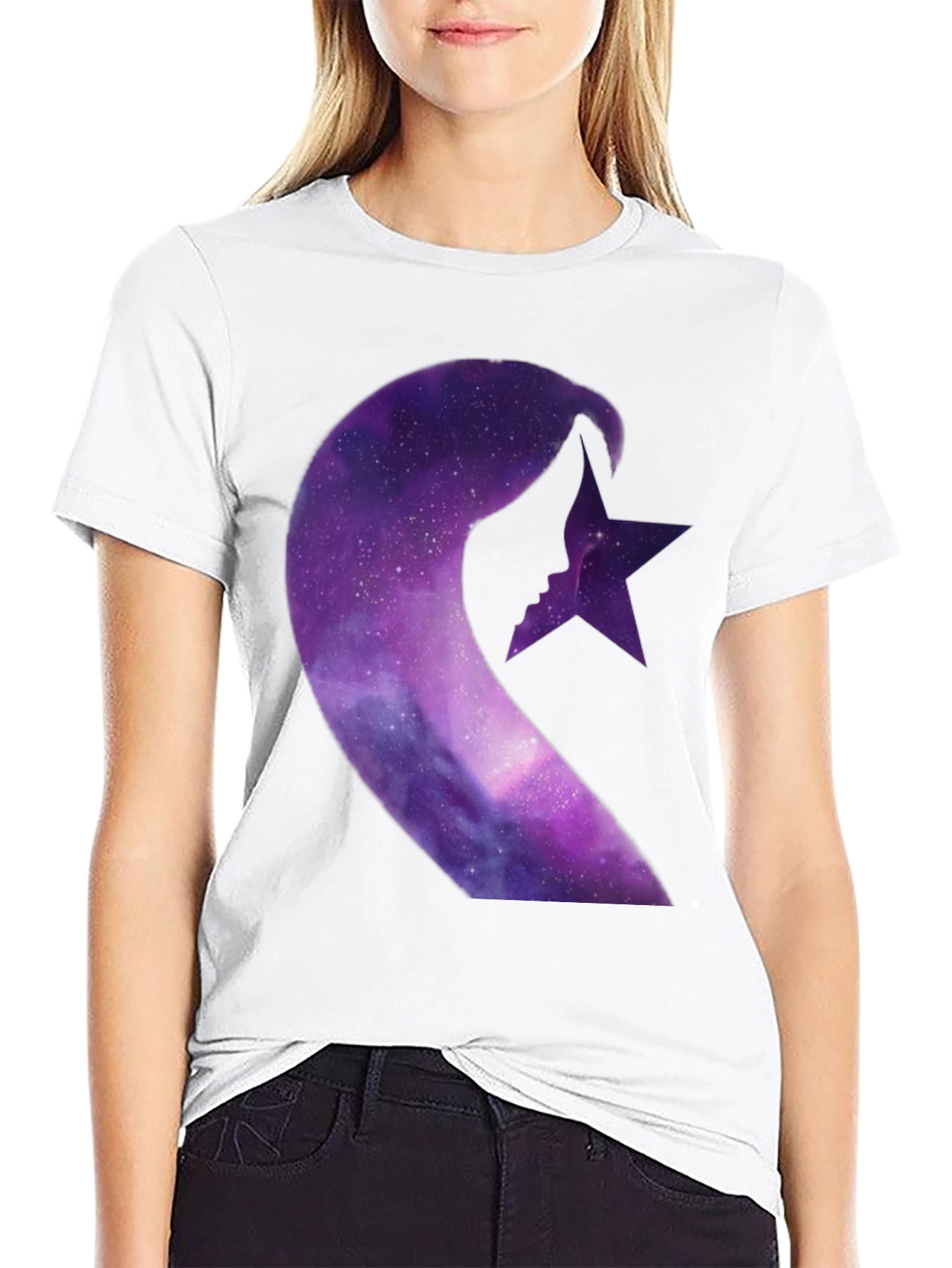 Galaxy Crescent Moon Star Graphic Tee