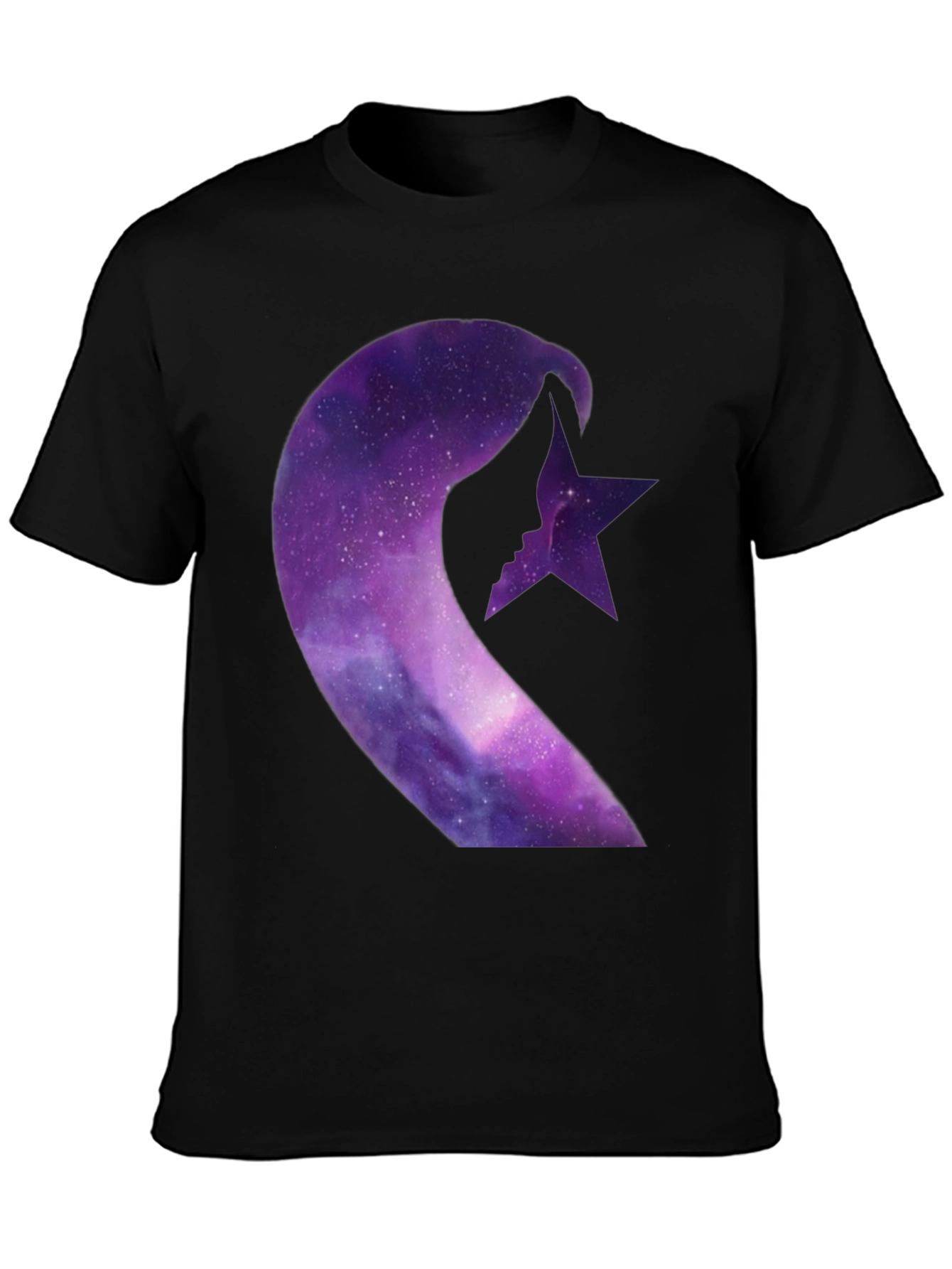 Galaxy Crescent Moon Star Graphic Tee