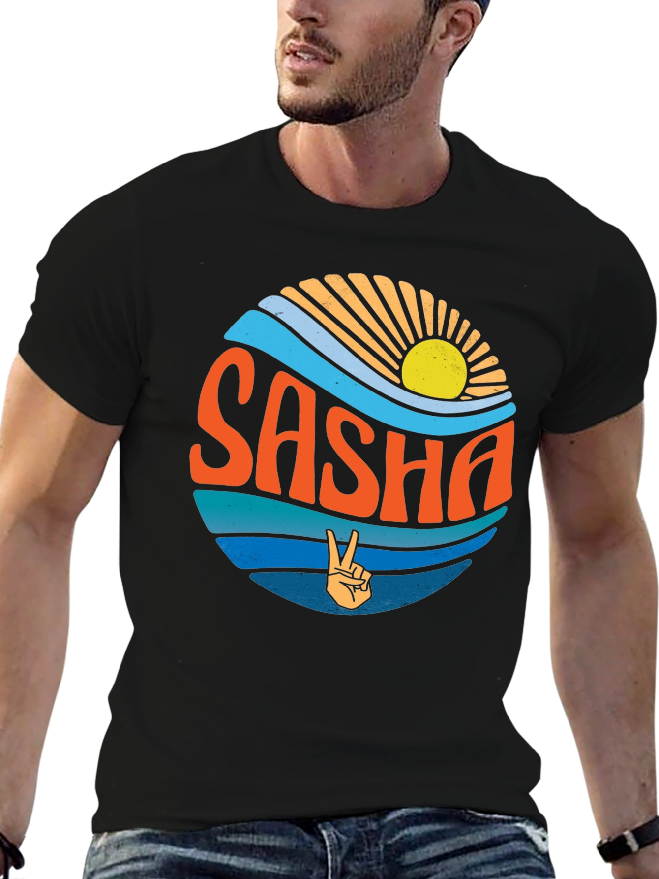 Retro Sasha Peace Sign T-Shirt - Unique Graphic Tee
