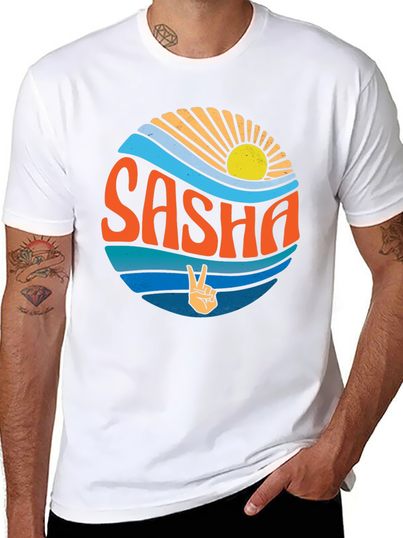 Retro Sasha Peace Sign T-Shirt - Unique Graphic Tee