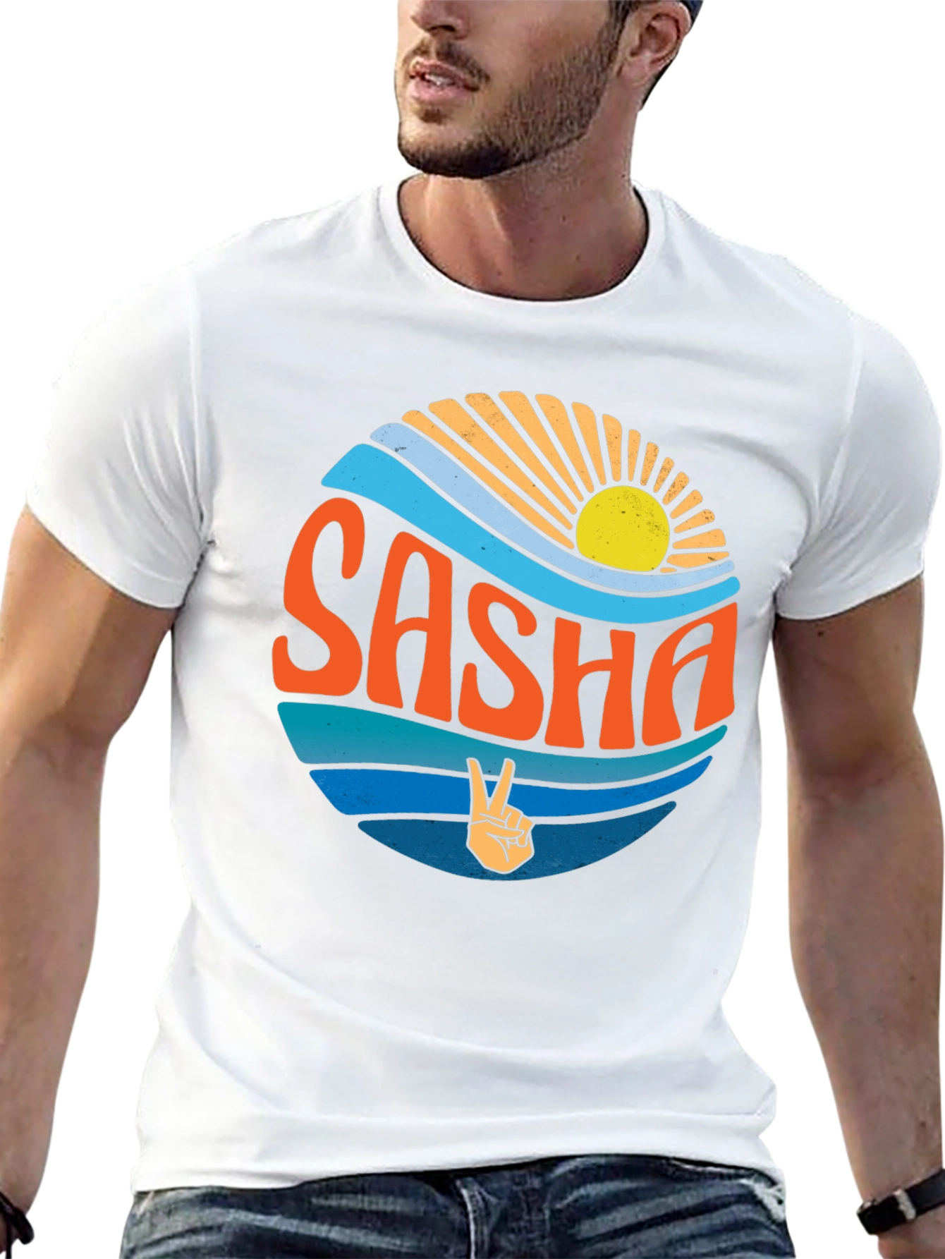Retro Sasha Peace Sign T-Shirt - Unique Graphic Tee