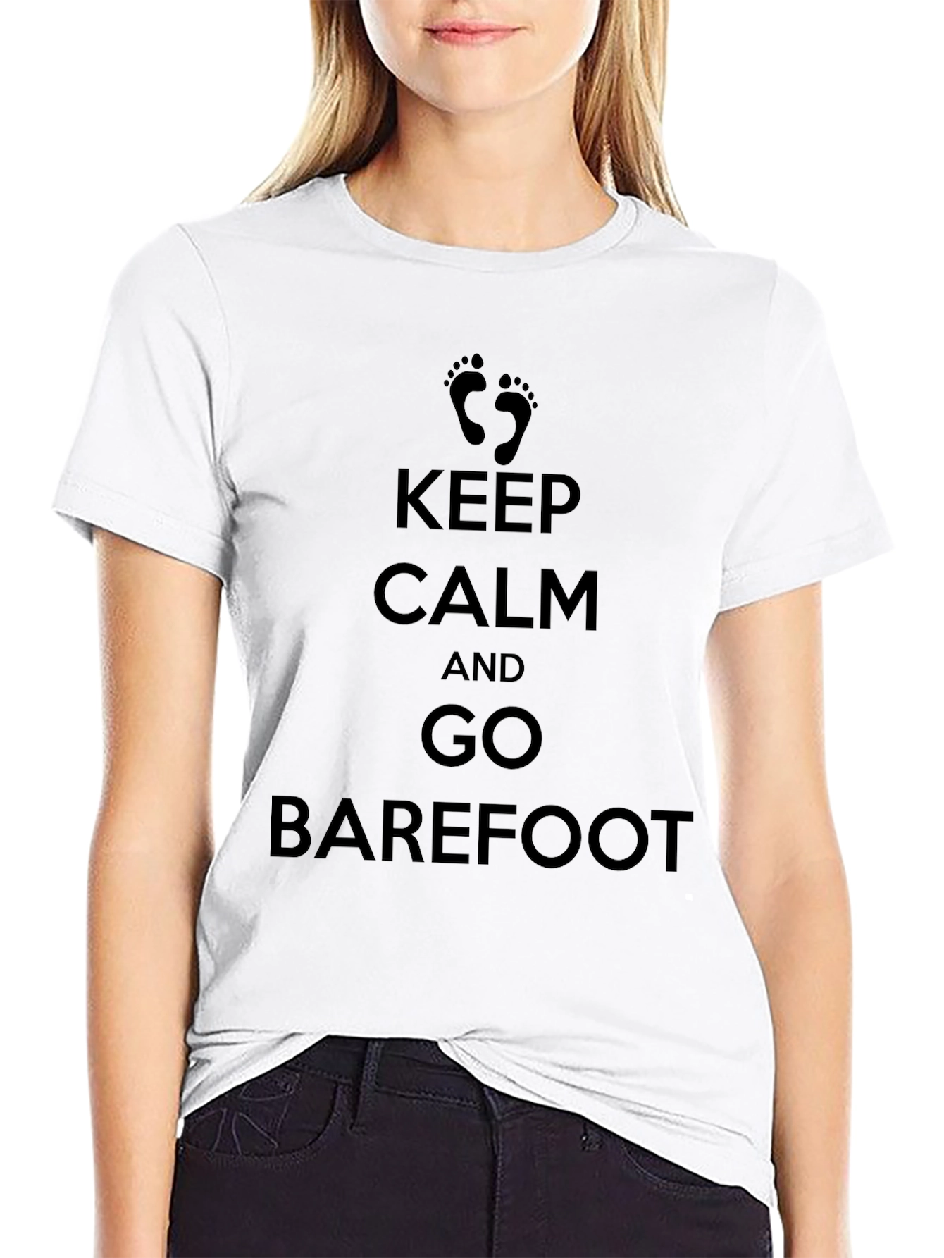 Keep Calm and Go Barefoot Black T-Shirt
