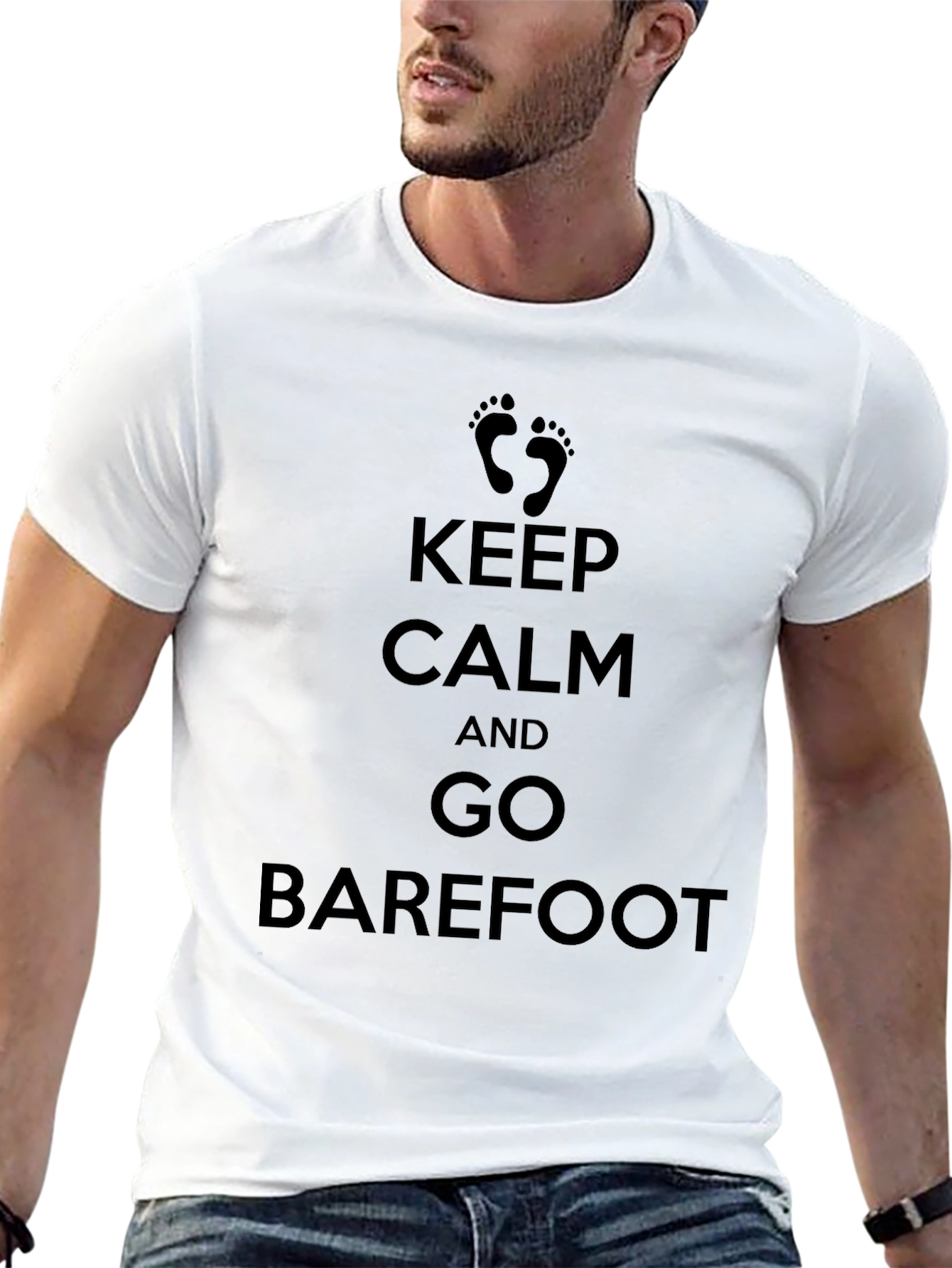 Keep Calm and Go Barefoot Black T-Shirt