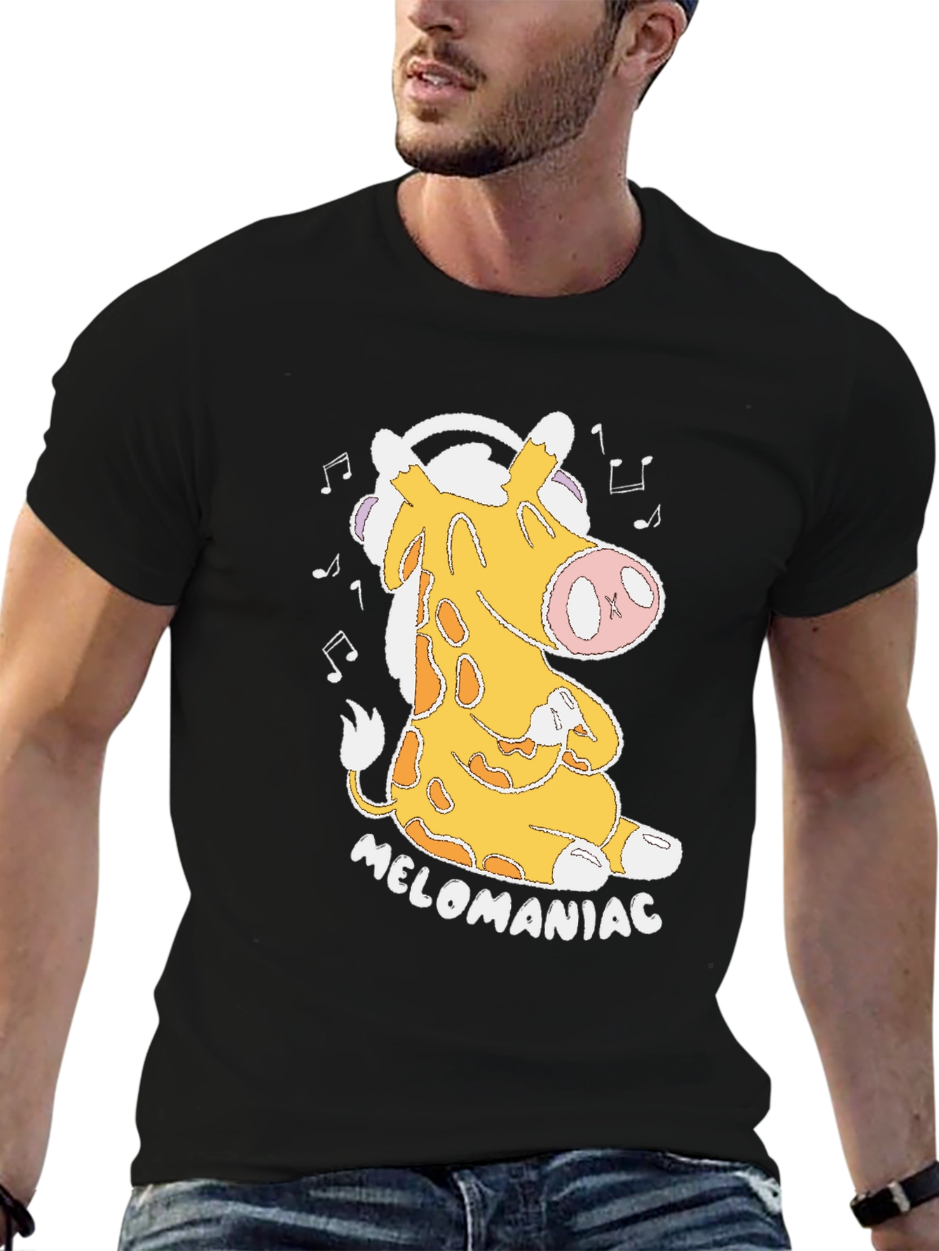 Melomaniac Giraffe Black T-Shirt