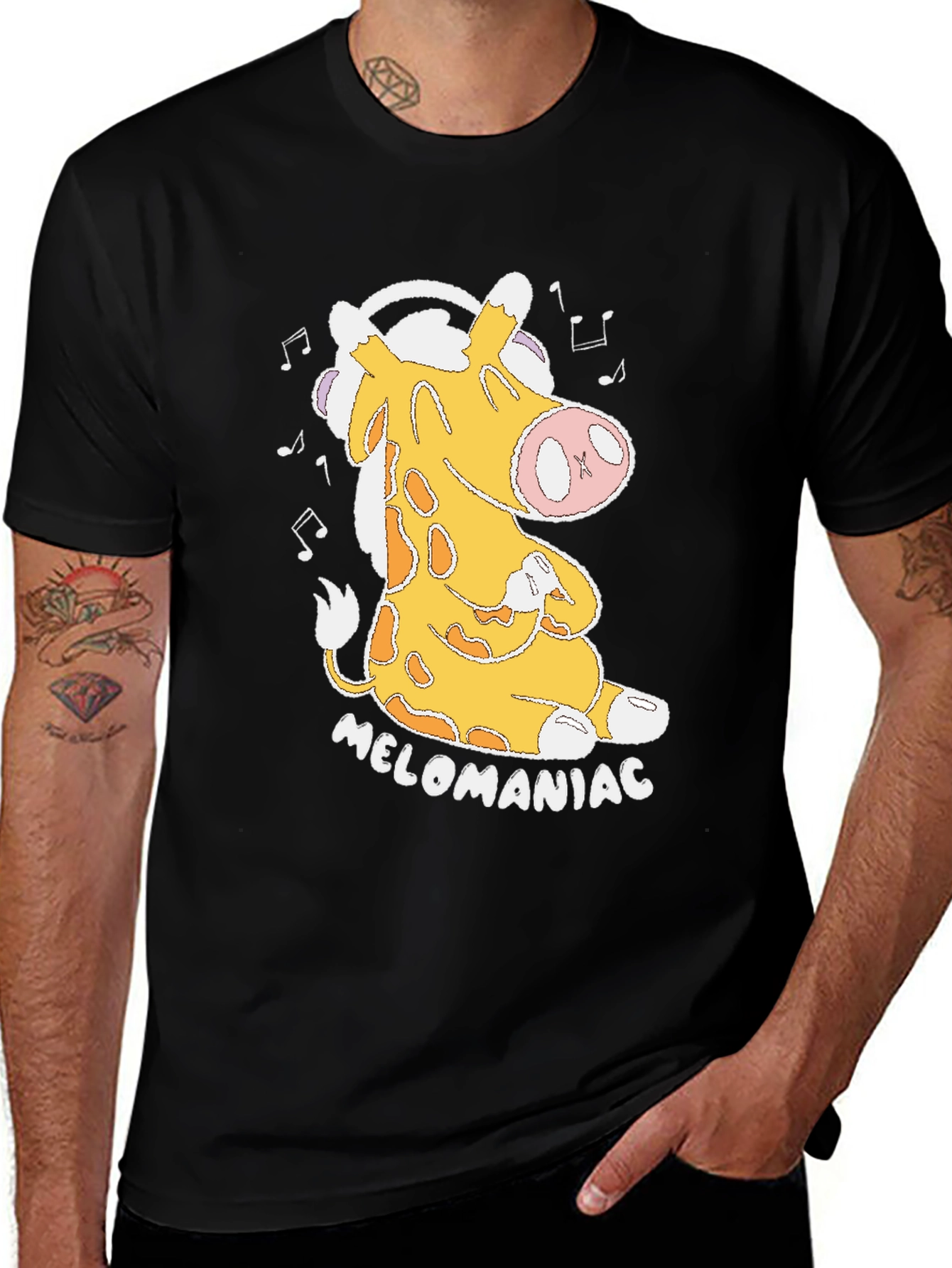 Melomaniac Giraffe Black T-Shirt