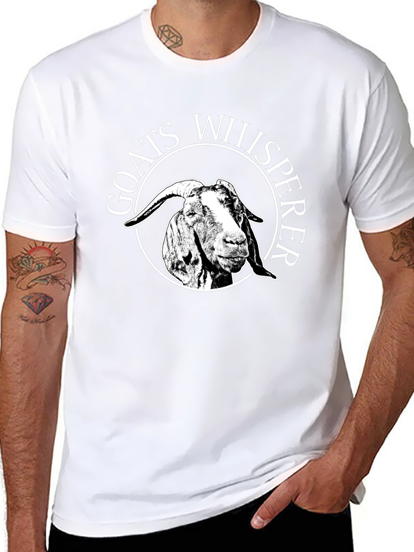 Goats Whisperer Graphic Tee - Black Cotton Casual T-Shirt