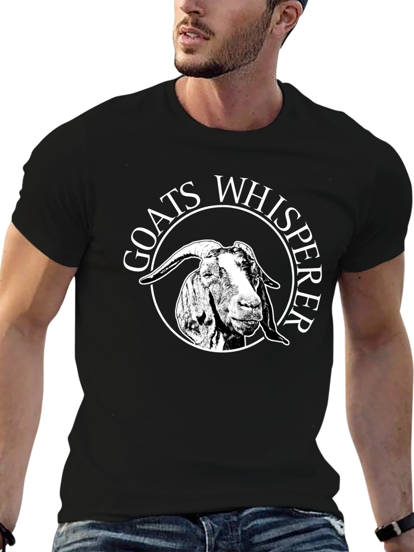 Goats Whisperer Graphic Tee - Black Cotton Casual T-Shirt