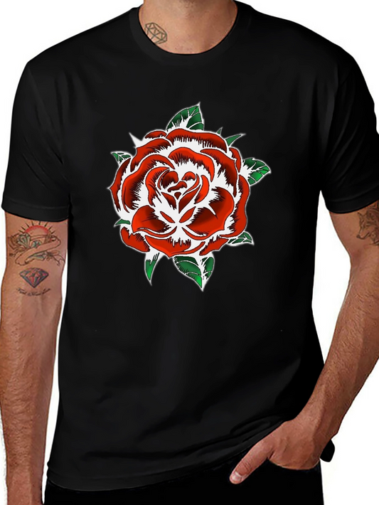 Rose Graphic Print Black T-Shirt