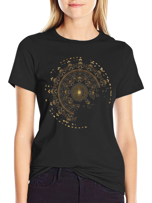 Gold Mandala Graphic Black T-Shirt