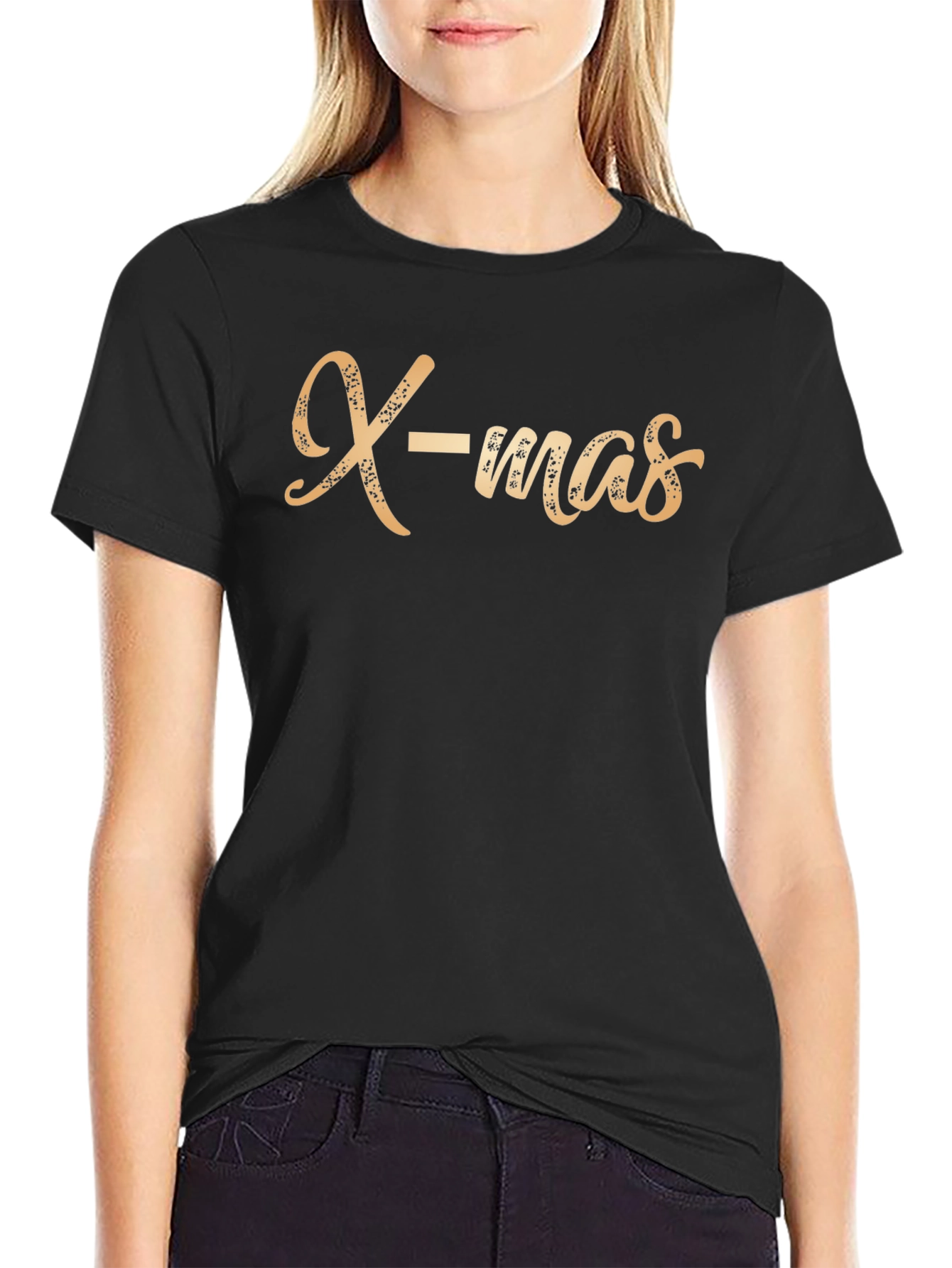 X-mas Graphic Print Black T-Shirt