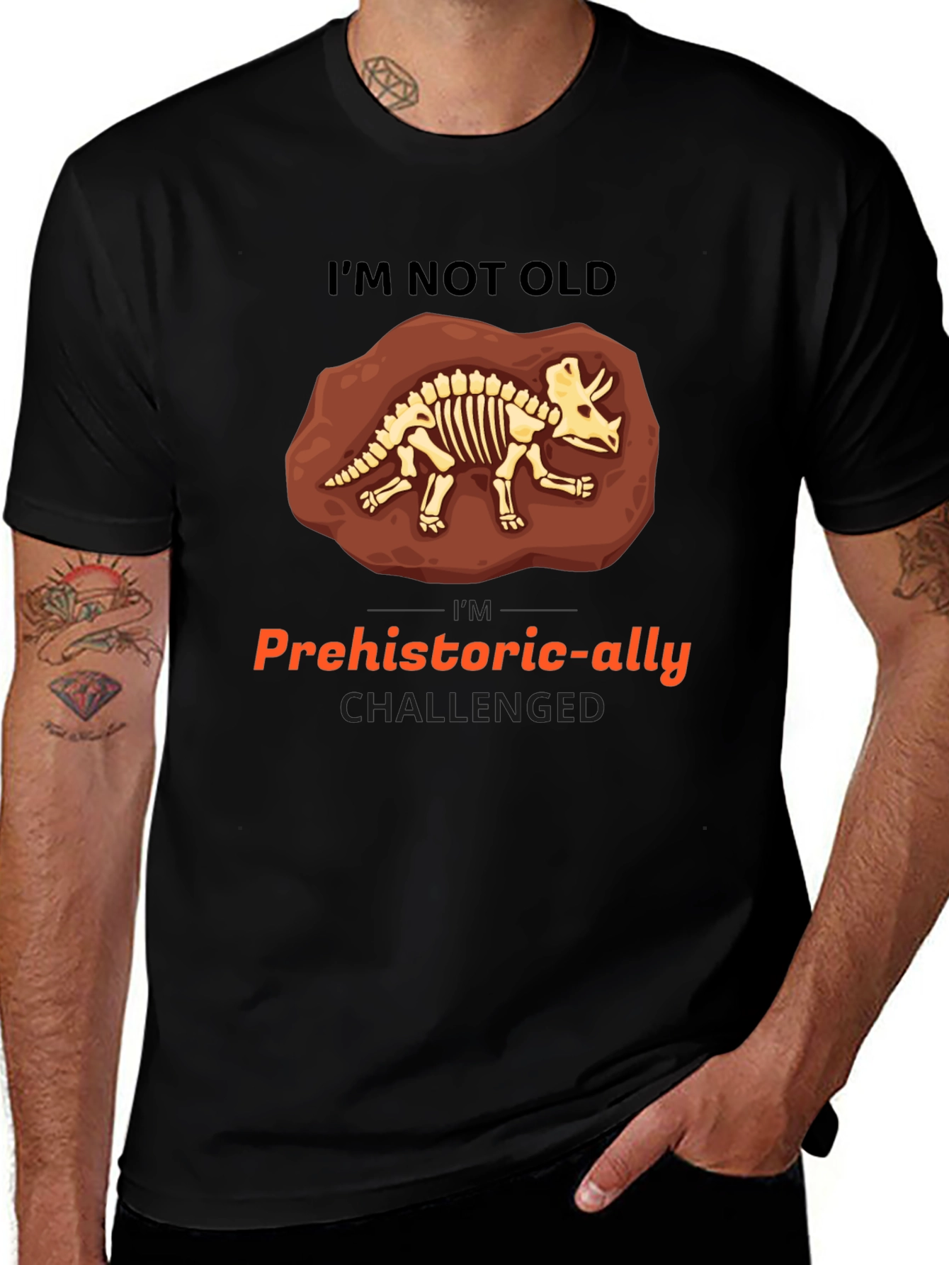 Prehistoric-ally Challenged Triceratops Skeleton T-Shirt
