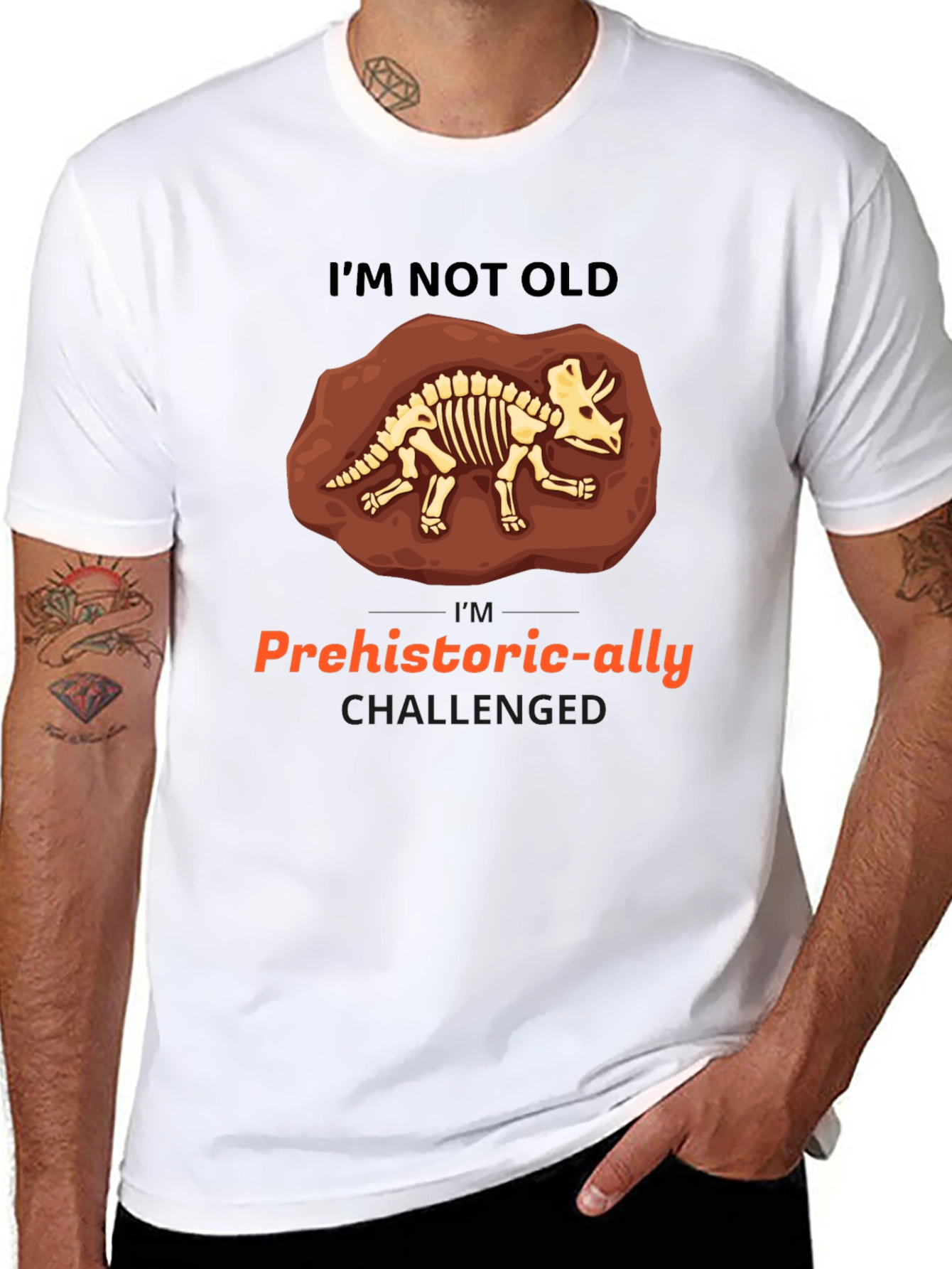 Prehistoric-ally Challenged Triceratops Skeleton T-Shirt