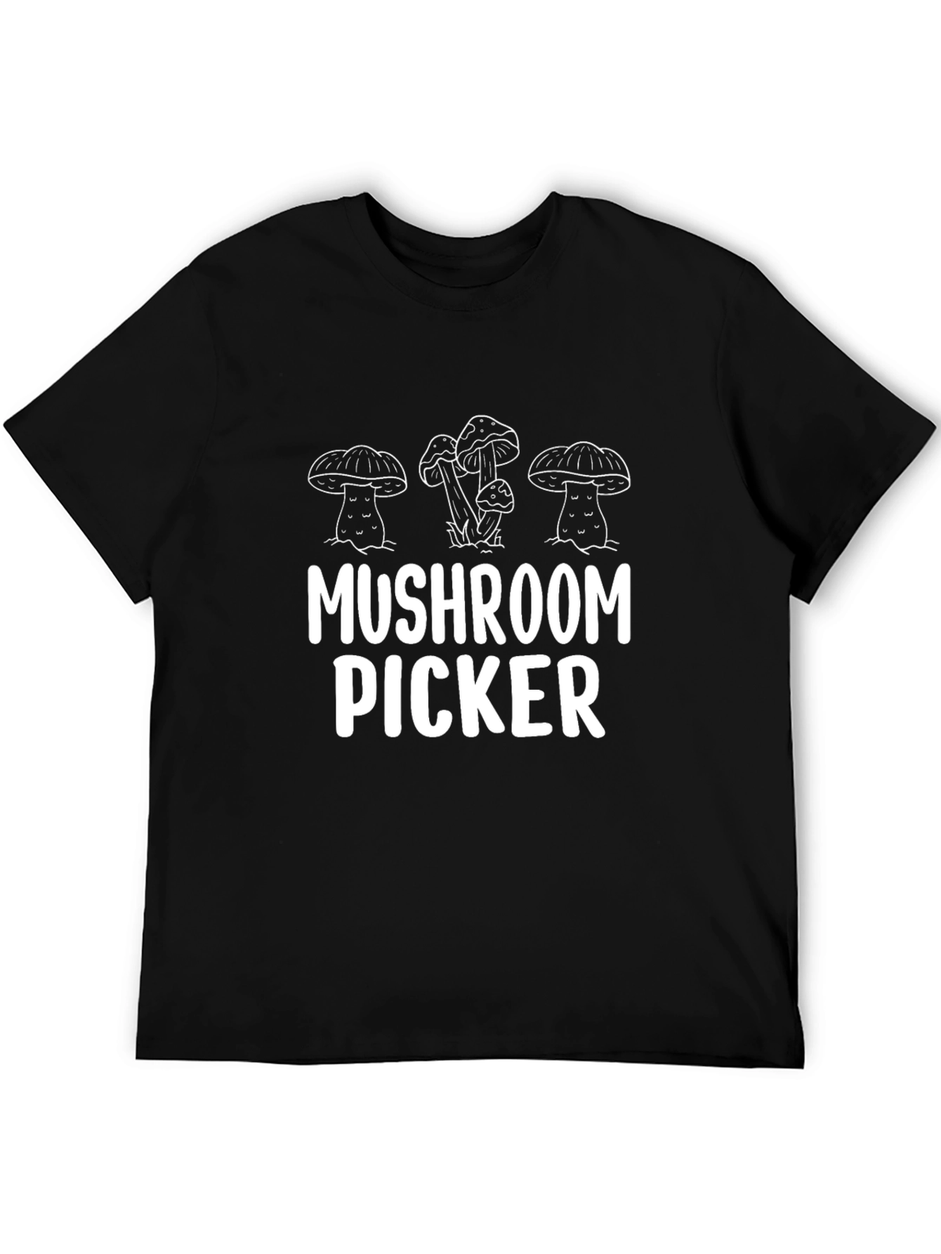 Mushroom Picker Graphic Tee - Black Cotton T-Shirt