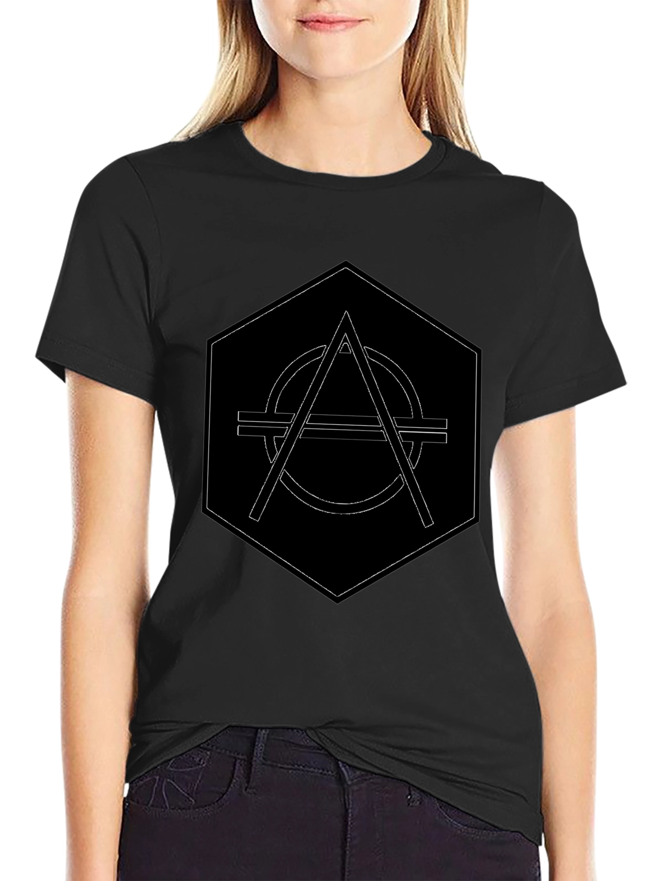 Geometric Graphic Print Black T-Shirt