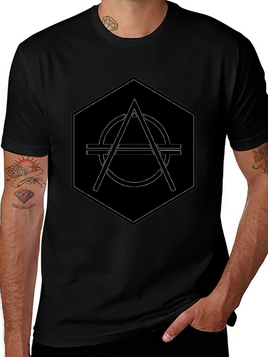 Geometric Graphic Print Black T-Shirt