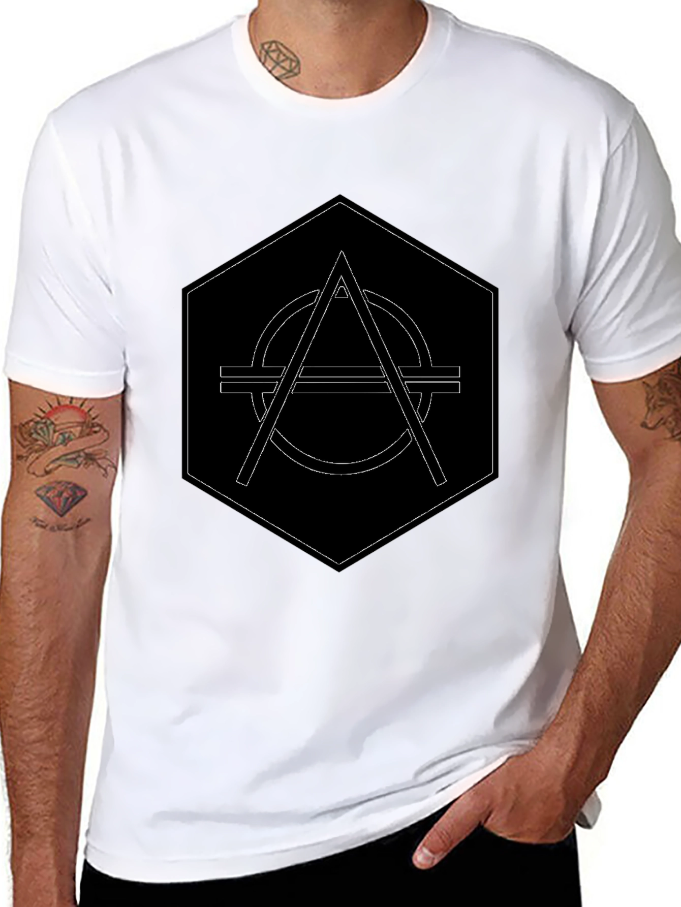 Geometric Graphic Print Black T-Shirt