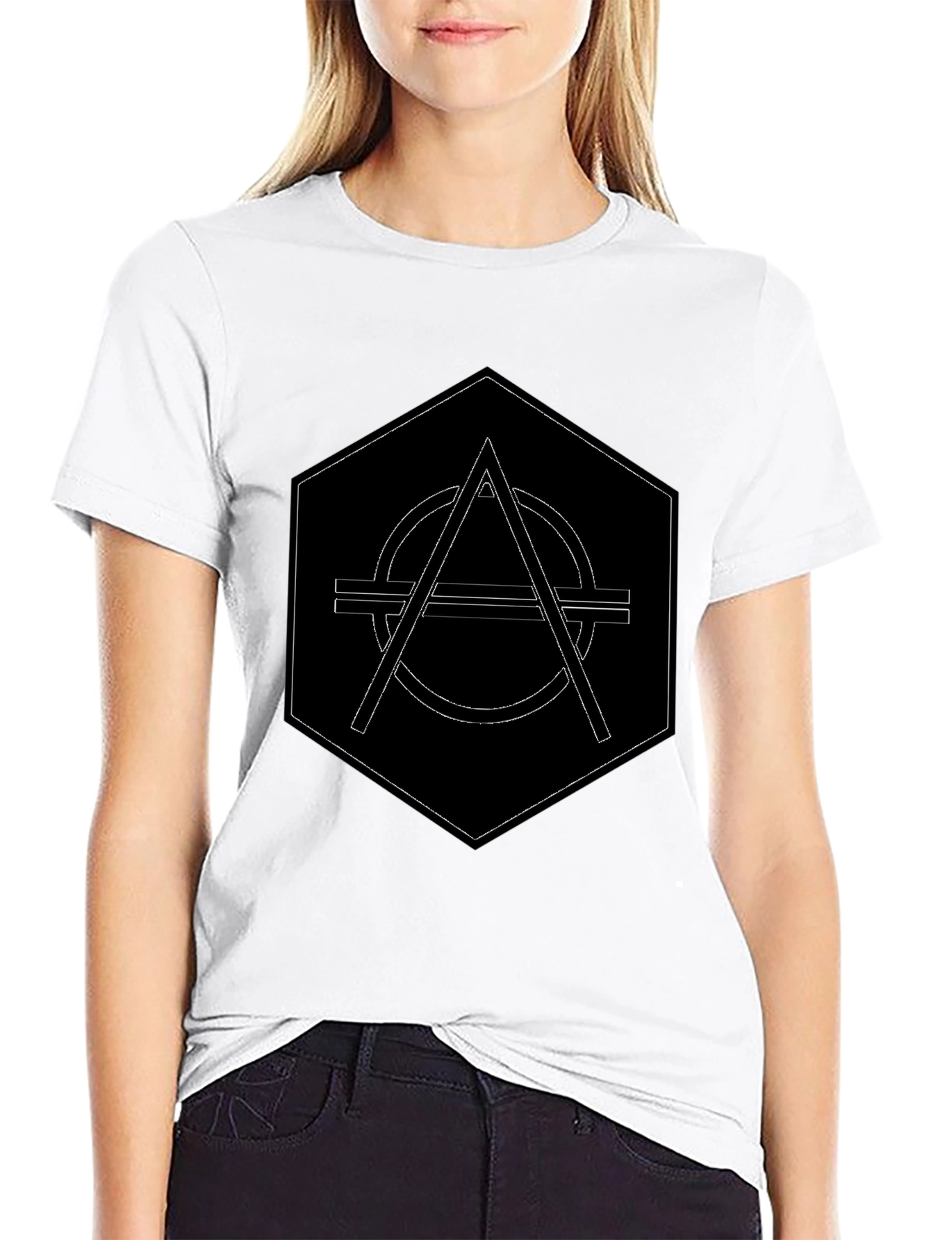 Geometric Graphic Print Black T-Shirt