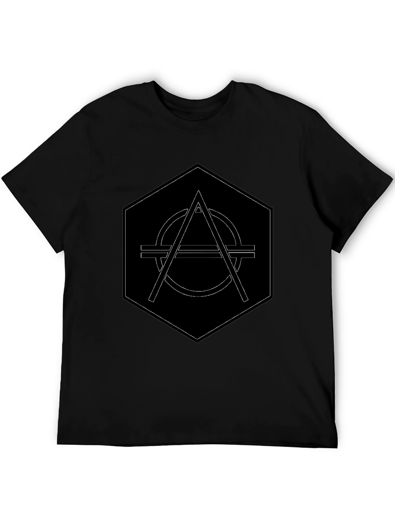 Geometric Graphic Print Black T-Shirt