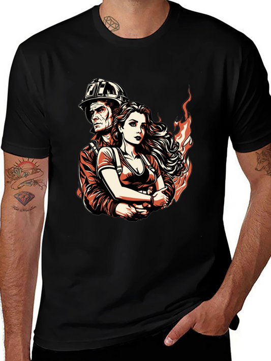 Firefighter Couple Graphic Tee