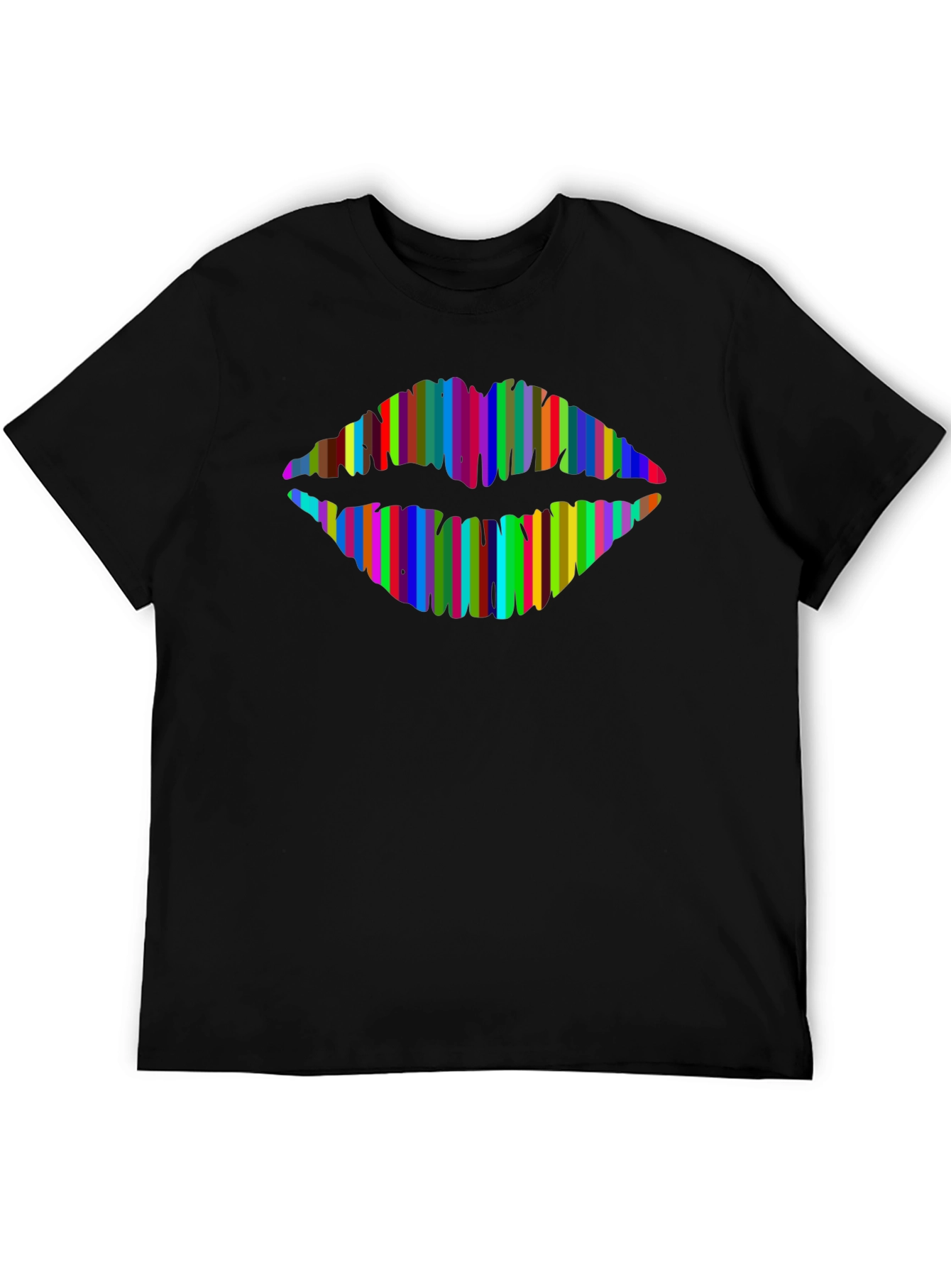 Rainbow Lips Graphic Tee - Mens Black T-Shirt