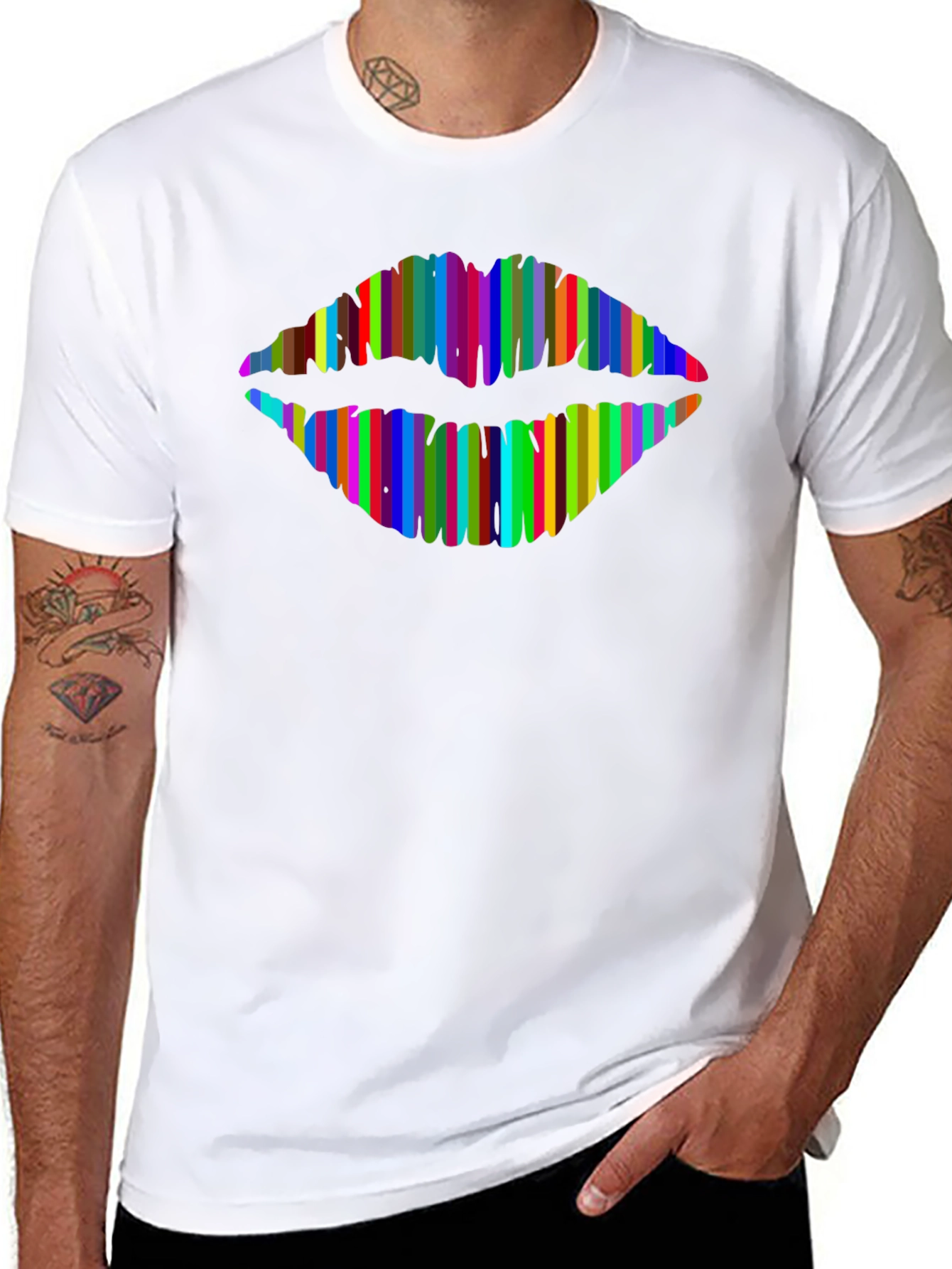 Rainbow Lips Graphic Tee - Mens Black T-Shirt
